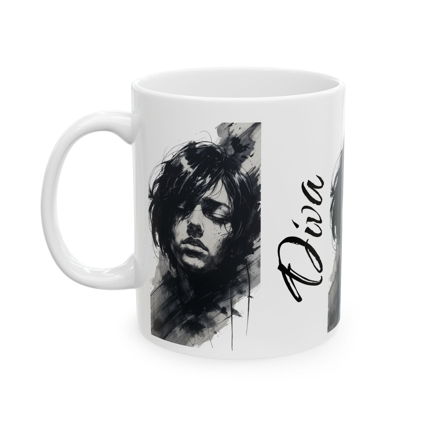 Artistic Portrait Ceramic Mug - Unique 11oz & 15oz Coffee Cup