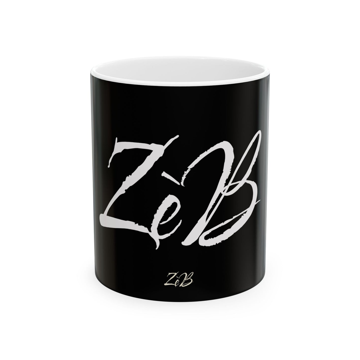 Modern Black Ceramic Mug with ZeB Design - 11oz & 15oz Options