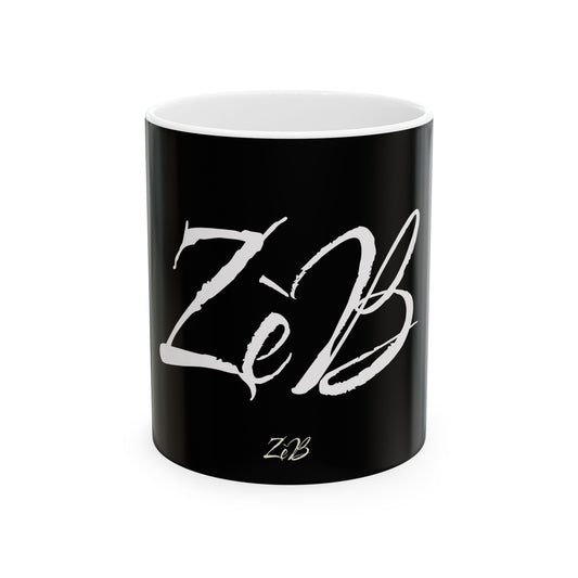 Modern Black Ceramic Mug with ZeB Design - 11oz & 15oz Options