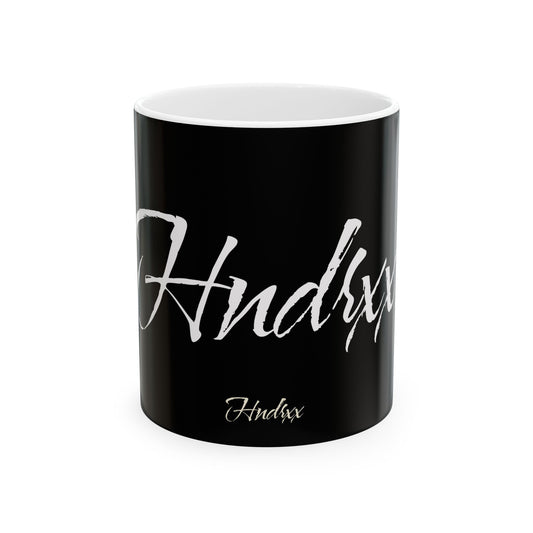 Stylish Black Ceramic Mug with Artistic Script Design - Perfect for Coffee Lovers