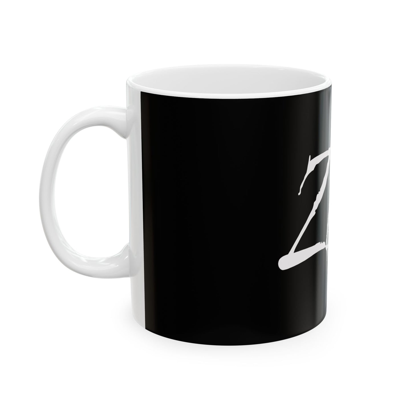 Modern Black Ceramic Mug with ZeB Design - 11oz & 15oz Options