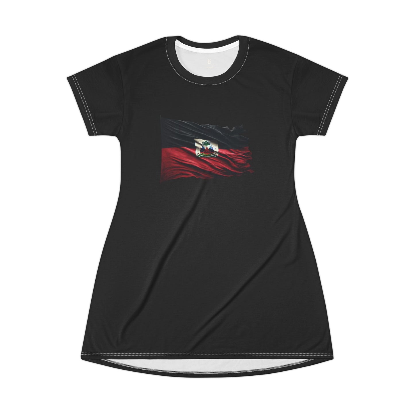 Cozy Black T-Shirt Dress with Haitian Flag Design - Perfect for Casual Days or Cultural Celebrations